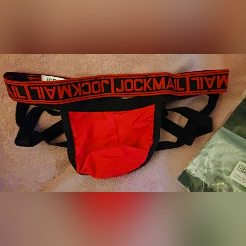 Jockmail Red and Black Jockstrap